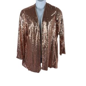 Torrid Rose‎ Gold Sequin Longline Jacket, Size 2X (18-20) -NWT